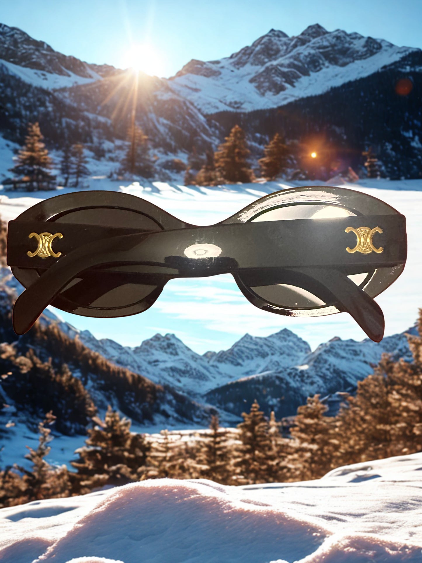 Gafas de sol estilo lujo con detalle dorado