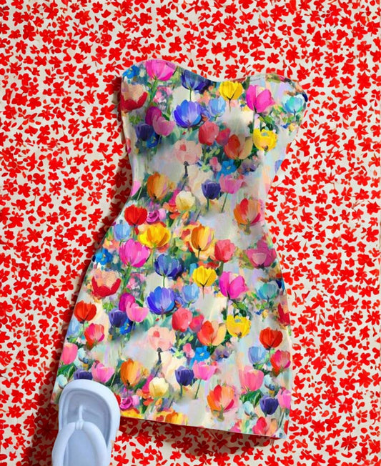 Vestido mini floral acuarela – Colorido y femenino