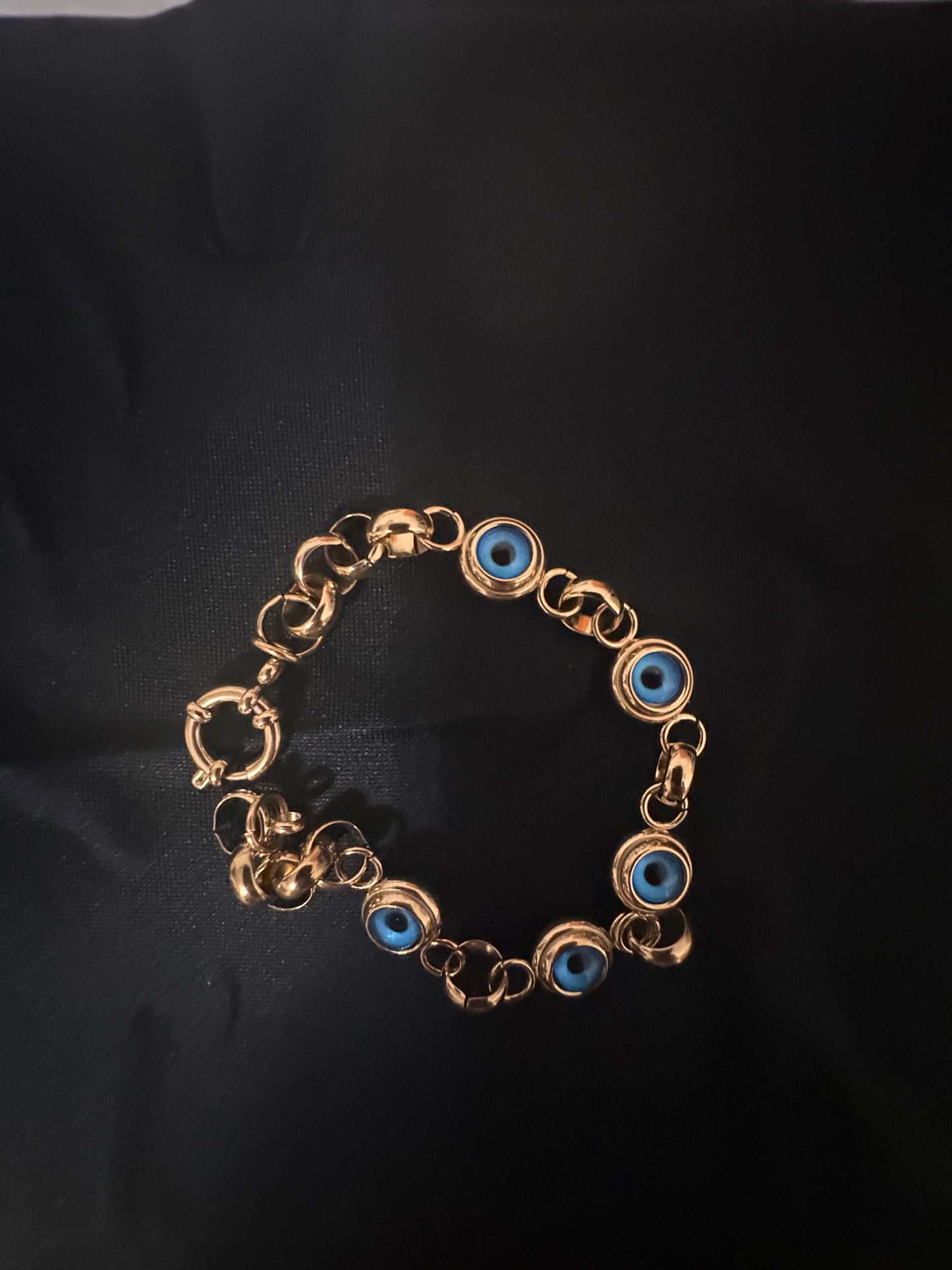Pulsera Ojo Turco en Acero Inoxidable Bañado en Oro – Protección y Estilo