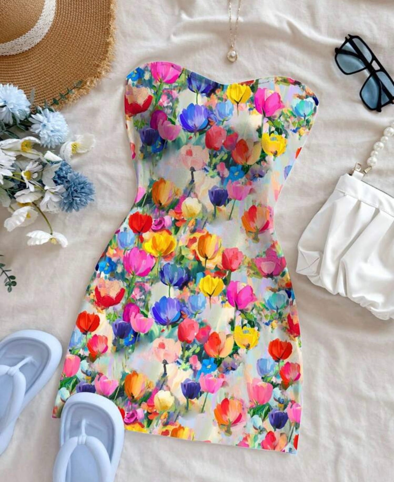 Vestido mini floral acuarela – Colorido y femenino