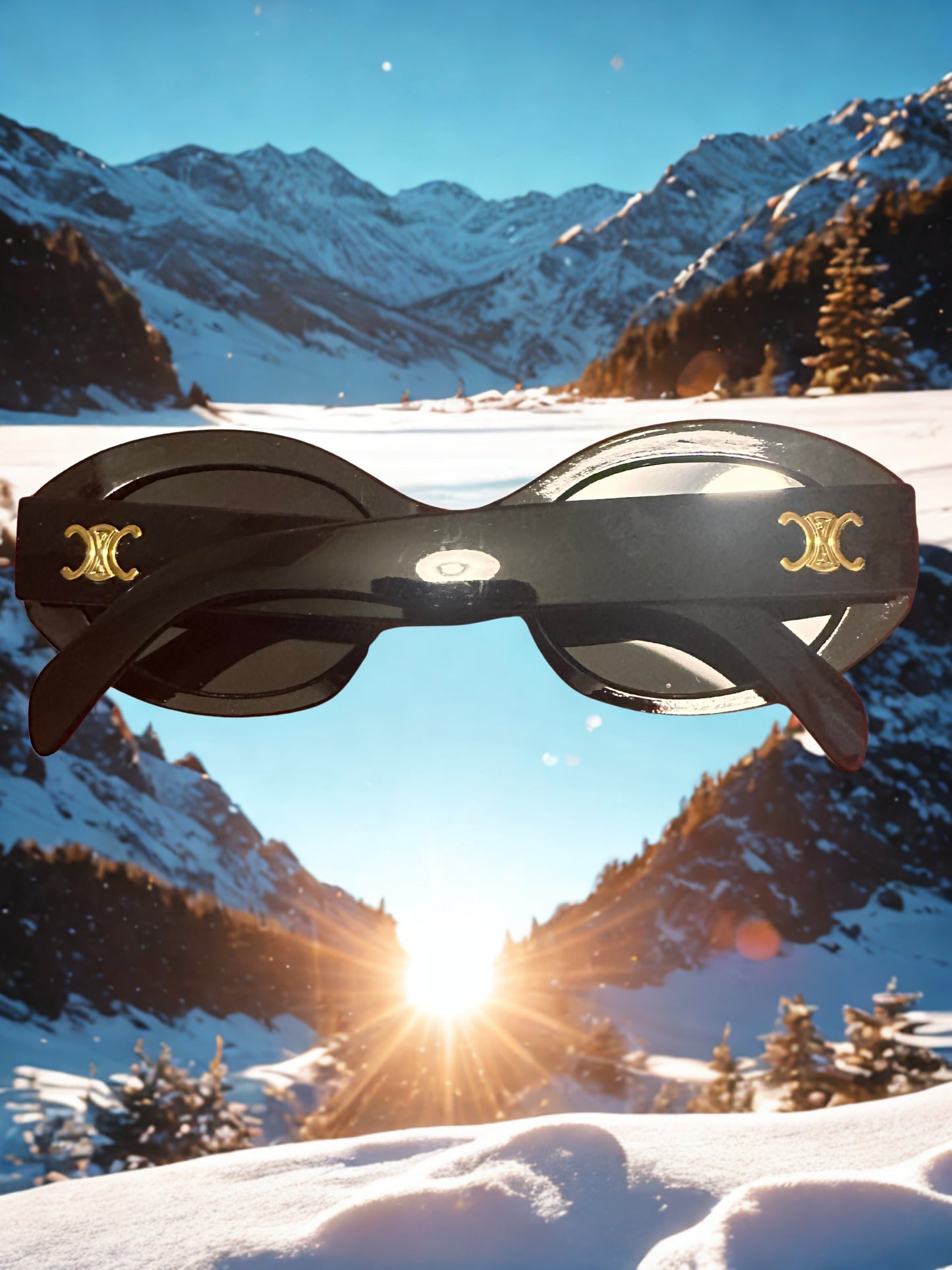 Gafas de sol estilo lujo con detalle dorado