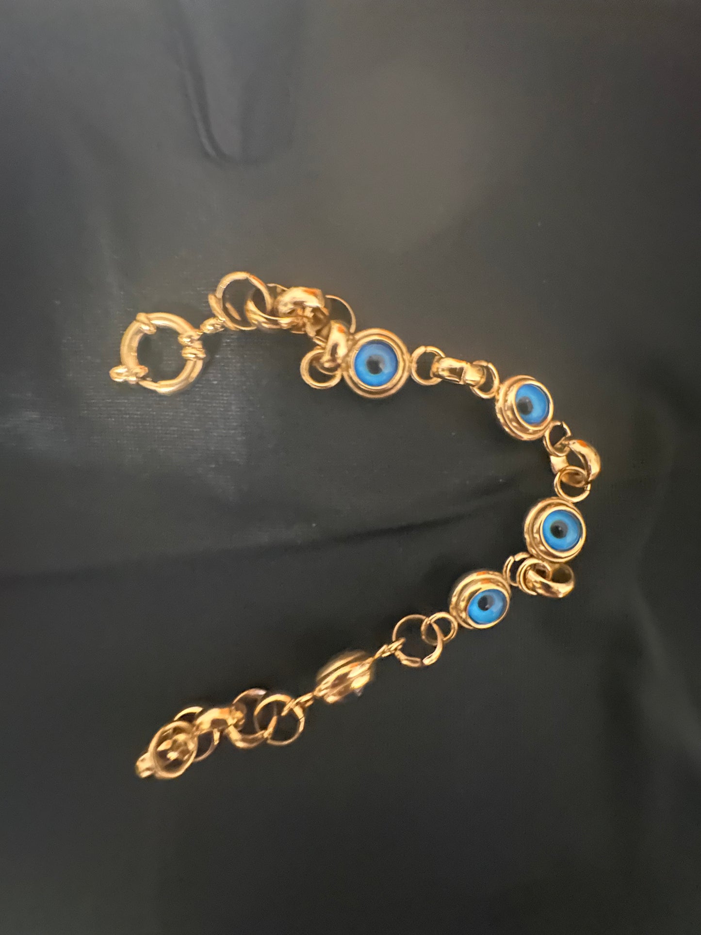 Pulsera Ojo Turco en Acero Inoxidable Bañado en Oro – Protección y Estilo