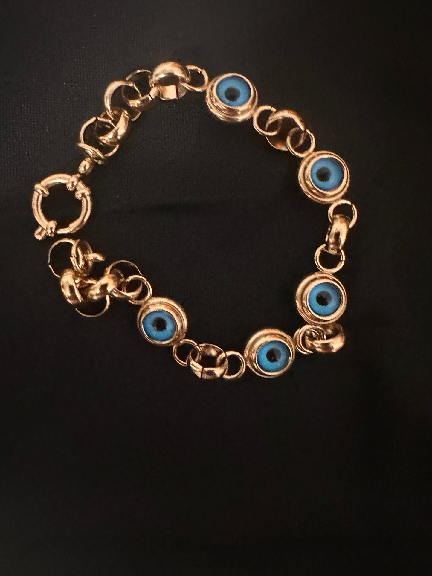 Pulsera Ojo Turco en Acero Inoxidable Bañado en Oro – Protección y Estilo